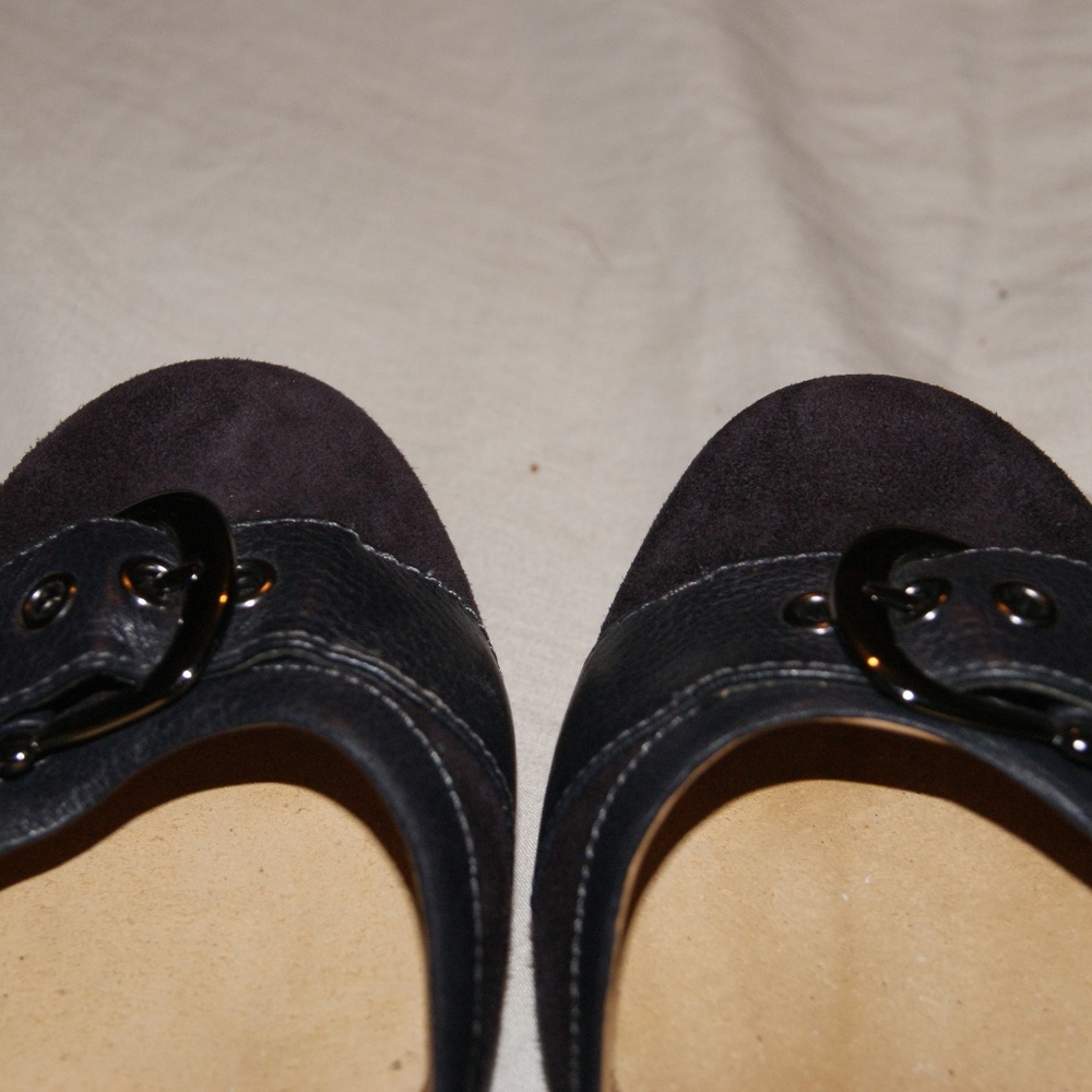 SOFTSPOTS Navy Blue & Purple Suede Career Flats